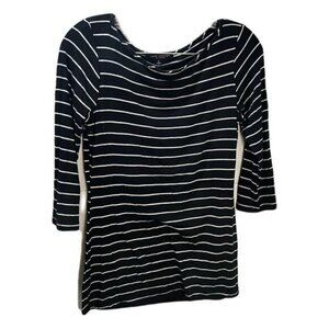 Green Envelope 3/4 Sleeves Stripes‎ Tunic Blouse Small